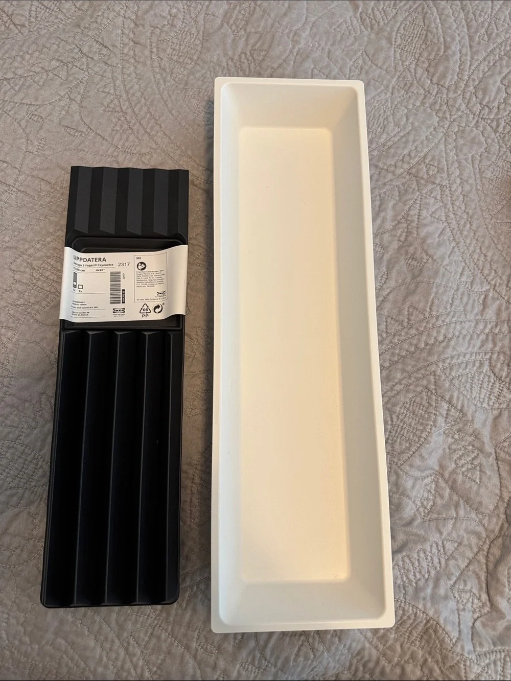 IKEA White Drawer Tray with Black Removable Utensil Insert